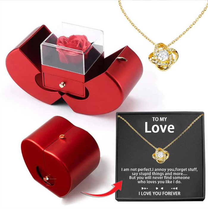 Fashion Jewelry Box Red Apple Christmas Gift Necklace Eternal Rose For Girl Mother's Day Valentine's Day Gifts With Artificial Flower Rose Flower Jewelry Box Overview: 1. Handmade Roses: Our roses are handmade, each rose looks like it has just been carefu