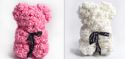 Valentine's Day Gift Rose Bear Eternal Flower Rose Teddy Bear PE Foam Bear 25cm Valentines Day Overview: Rose Bear — The rose bear is about 10*7*7 inches (length*width*height). This eternal rose bear symbolizes eternal love, affection, friendship and stab