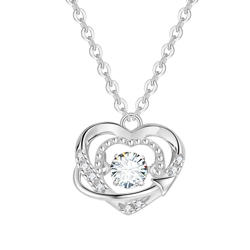 Heart Necklace S925 Sterling Silver Product information: Treatment Process: Seiko Color: smart heart necklace-Rose, smart heart necklace-White Pendant material: 925 silver Chain style: O-shaped chain Material: Silver Purity: 925 silver Popular elements: L