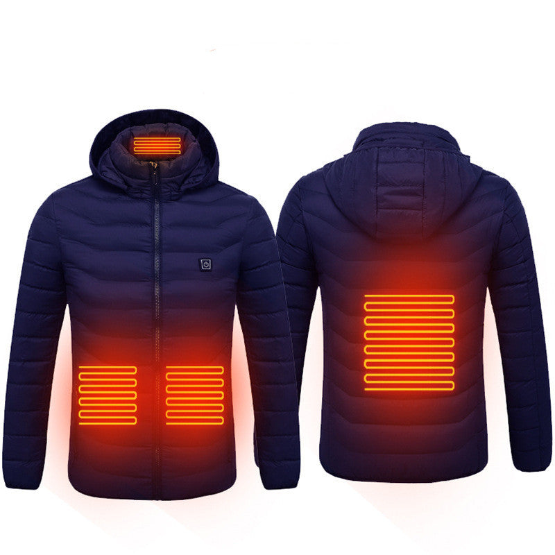 New Heated Jacket Coat USB Electric Jacket Cotton Heater Thermal Clothing Heating Vest Overview: LIGHTWEIGHT DESIGN FOR HEATING: Metallic dot lining, elastic cuffs, hem, removable hood, long sleeve and high-quality zippers help you better lock the heat, w