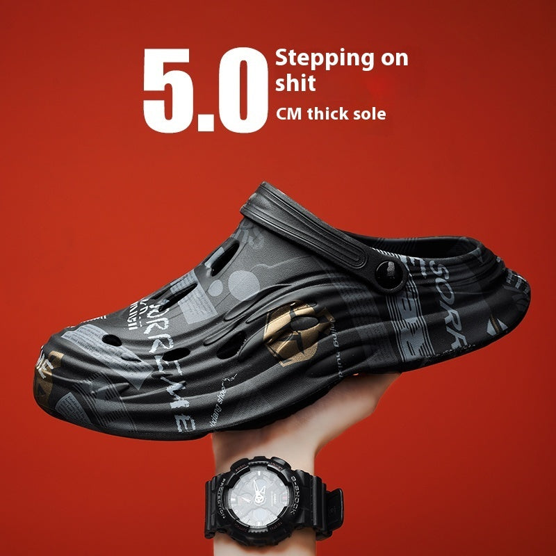 Outdoor Casual Dual-use Beach Half Slippers Sports Leisure Sandals Feeling Of Walking On Shit Product information: Color: black, gray, green, blue, white, black [fashion style], white【 fashion style], khaki [fashion style], Black [casual style], white【 ca