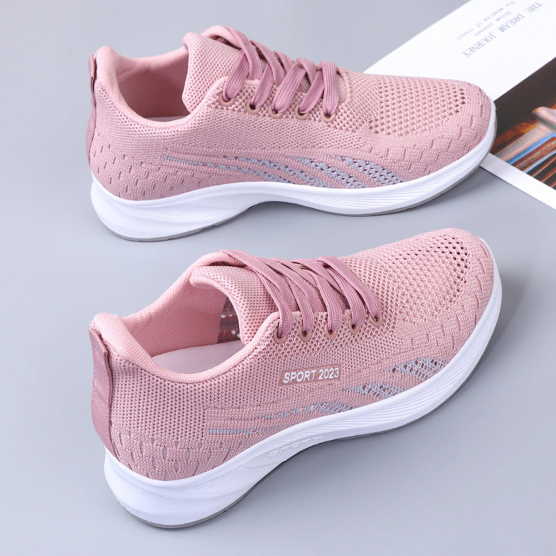 Flat Fly Woven Mesh Sneakers Women's Soft Bottom Product information: Color: R8 pink, R8 Gray, R8 Black Size: 35, 36, 37, 38, 39, 40, 41 Cutting depth: Middle mouth (7-11CM) Toe holder shape: round head Shoe Upper material: Mesh Applicable Gender: Female