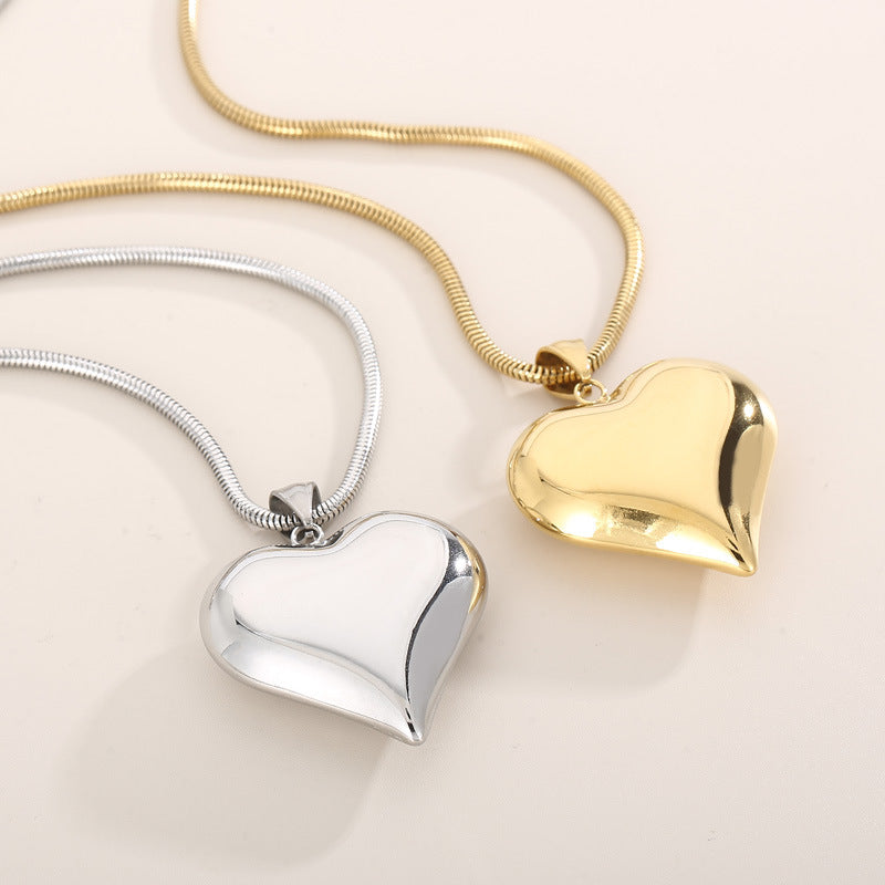 Gold Sliver Hollow Heart-shaped Necklace Ins Simple Versatile Personalized Love Necklace For Women's Jewelry Valentine's Day Product information: Material: titanium steel Processing: Electroplating Shape: Heart Chain Style: Snake Bone Chain Pendant Materi