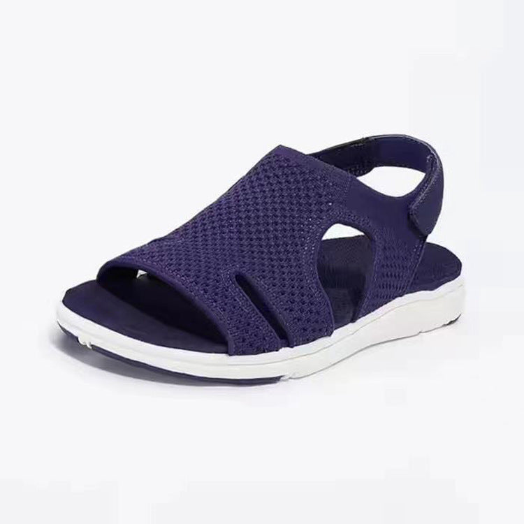 Breathable Stretch Fly Woven Comfortable Velcro Casual Sandals Product information: Upper material: mesh Sole Material: Rubber Style: casual Toe shape: fish mouth Popular elements: hollow Wearing style: Velcro Function: Breathable, lightweight Pattern: so