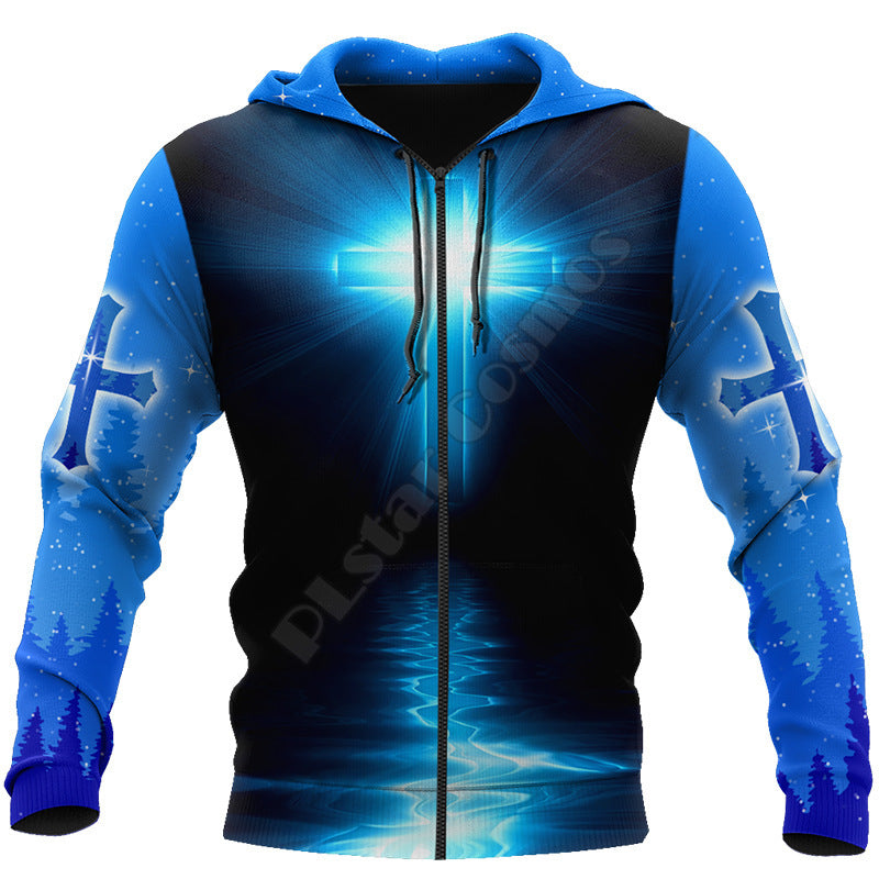 New Men's 3D Digital Jesus Print Long Sleeve Sweatshirt Product Information: Style: Casual Purchasing category: Youth popular (18-24 years old) Style: cardigan With or without liner: Without liner Collar type: no collar Neckline shape: round neck Sleeve l