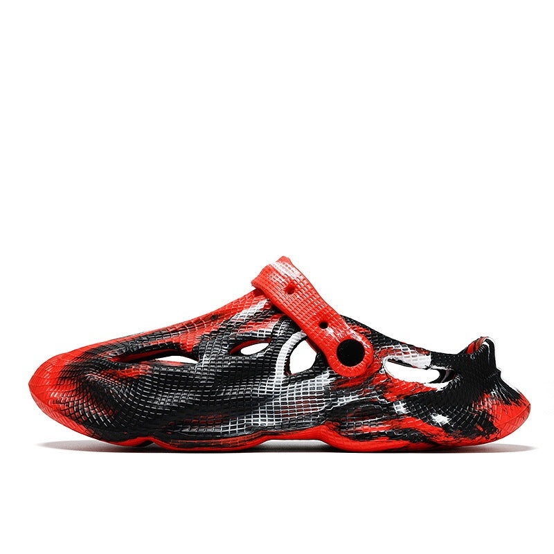 Hollow-out Breathable Closed Toe Slippers Non-slip Dual-use Beach Sandals Product information: Pattern: solid color Lining material: EVA Color: 9868 black and yellow, 9868 black and white, 9868 black and red Processing Method: sticky leather Heel height: