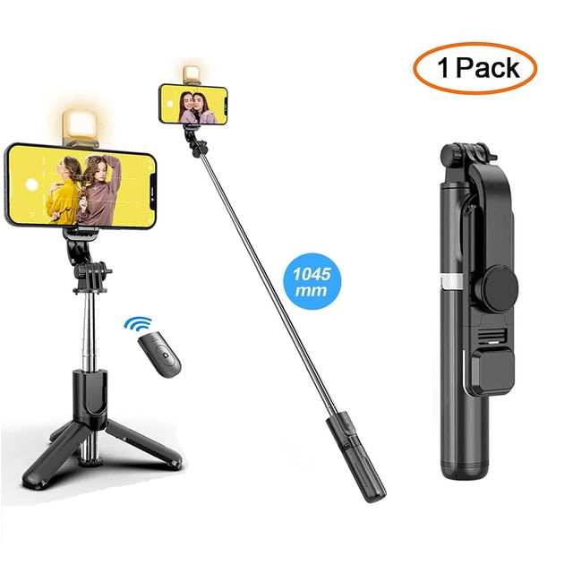 Wireless Bluetooth Selfie Stick Tripod Introducing the Wireless Bluetooth Selfie Stick with Foldable Portable Tripod – your perfect companion for capturing picture-perfect moments. This versatile gadget combines a selfie stick and tripod, offering you the