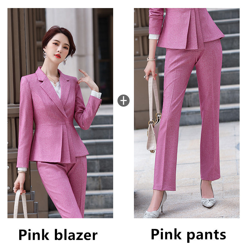 New Women's Hot-selling Professional Suits Elegant Temperament Product information: Product Category: Professional Women's Pants Set Edition type: fit type Top style: small suit Top sleeve length: long sleeve Popular elements: Irregular Main fabric compos