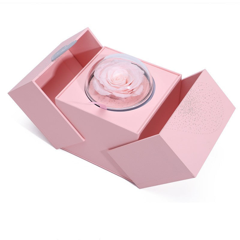 Creative Eternal Rose Box Eternal Soap Flower Jewelry Box Ring Necklace Storage Case Valentines Surprise Gift Overview: 1.【Romantic Gifts for Her】Forever rose symbolizes forever love, harmonious family, and loyal friendship. Surprise your loved ones. 2.【P
