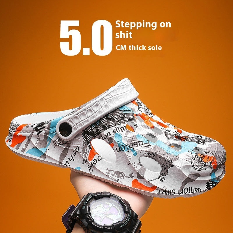 Outdoor Casual Dual-use Beach Half Slippers Sports Leisure Sandals Feeling Of Walking On Shit Product information: Color: black, gray, green, blue, white, black [fashion style], white【 fashion style], khaki [fashion style], Black [casual style], white【 ca