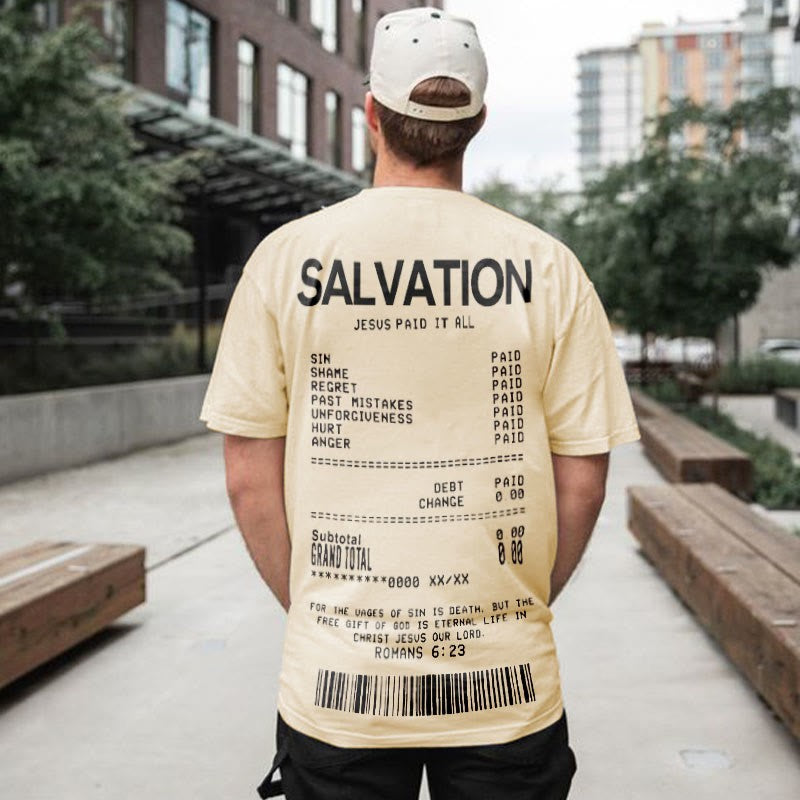 Jesus Paid It All Print T-shirt Product information: Fabric Name: 100% Polyester Pattern: Letter Print Process: Printed Style: Casual Collar: Round Neck Occasion: Daily Theme: Summer Size Information: Note: 1. Asian sizes are 1 to 2 sizes smaller than Eur