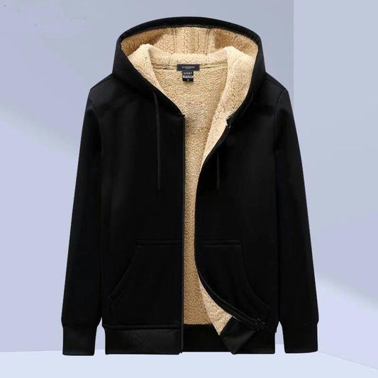 Men's Thick Coat Loose Oversized Sweater Product information: Sizes: M, L, XL, 2XL, 3XL, 4XL, 5XL Fabric classification: blended Pattern: Solid Color Collar type: hood Front placket: zipper Color: Lamb velvet black, sweater black, gray, pure white Basic S