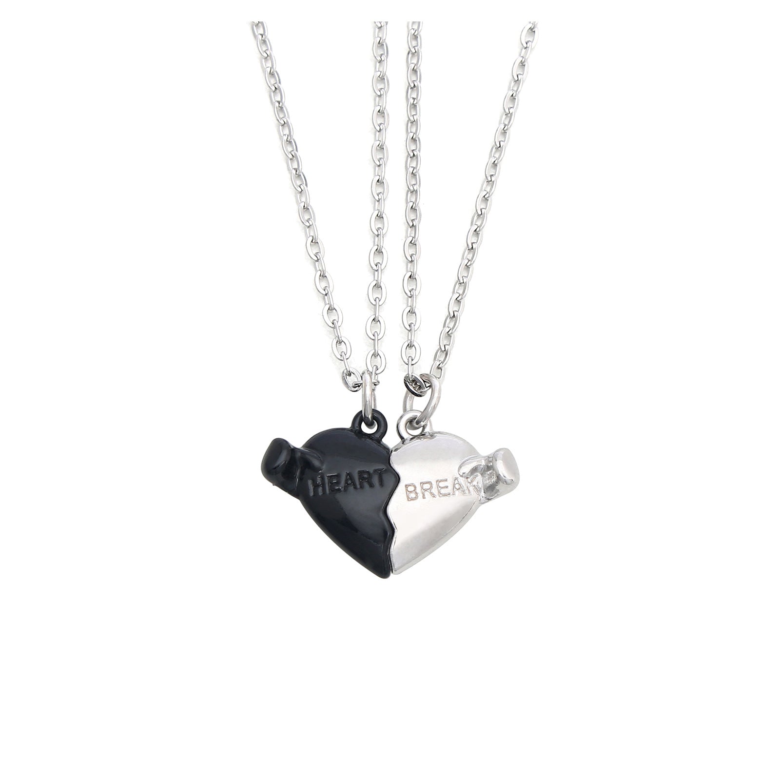 Holding Heart Magnet Pendant Couple Necklace For Love Product Information: Material: Mixed material Processing process: handmade Shape: Heart shape Chain pattern: cross chain Layer or not: No Pendant material: Alloy Popular element: Hearts/hearts Style: C
