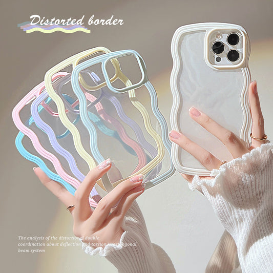 Wave Border Mobile Phone Case Solid Color Simple Candy Color Overview: Heightening protection Precise hole location All-inclusive protection 3D stereo button design Feel comfortable and sensitive Heat dissipation design Description: Compatible with Apple,