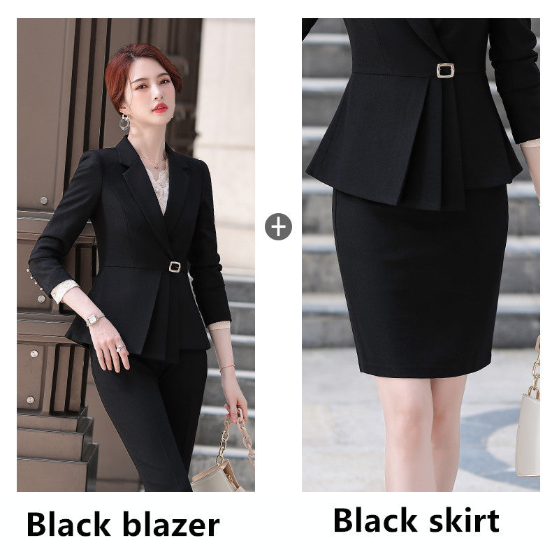 New Women's Hot-selling Professional Suits Elegant Temperament Product information: Product Category: Professional Women's Pants Set Edition type: fit type Top style: small suit Top sleeve length: long sleeve Popular elements: Irregular Main fabric compos