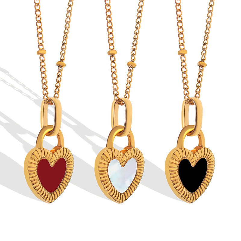 Double-Sided Color Heart-shaped Necklace Ins Style Niche Design Valentine's Day Personalized Love Necklace For Women Jewelry Product information: Material:Titanium steel/Choi bei Size:40+5cm Size Information: Packing list: Necklace*1 Product Image: Double