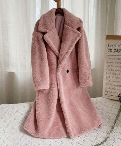 Lapel Lamb Fleece Coat With Pockets Faux Fur Coat Winter Warm Thickening Long Windbreaker Women's Clothing Overview: Unique design, stylish and beautiful. Good material, comfortable wear. A variety of colors, any choice. Product information: Fabric name: