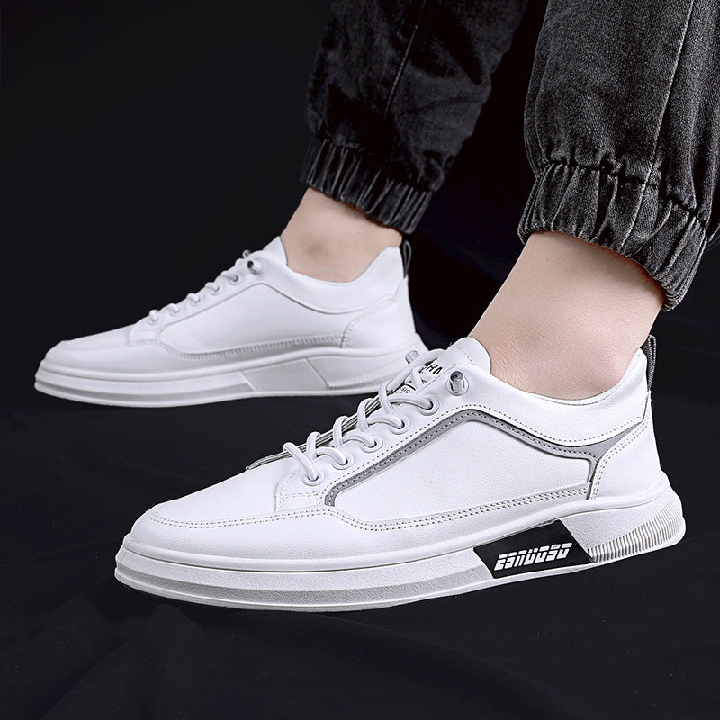 Men's Fashion All-match Breathable Trendy Shoes Product information: Upper material: synthetic leather Heel height: low heel (1-3CM) Pattern: solid color Color: HB-6 white black, HB-6 white gray Sizes: 39, 40, 41, 42, 43, 44 Sole material: plastic Inner m
