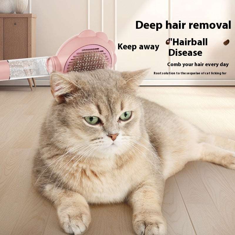 2 In 1 Self Cleaning Dog Brush Comb With Spray Pets Grooming Hair Remover Combs Brush Floating Hair Pet Grooming Brush Pet Products Overview: 1. Plastic+Metal+TPR Material: Composed of a plastic shell, metal comb teeth, and TPR-pointed protective points,