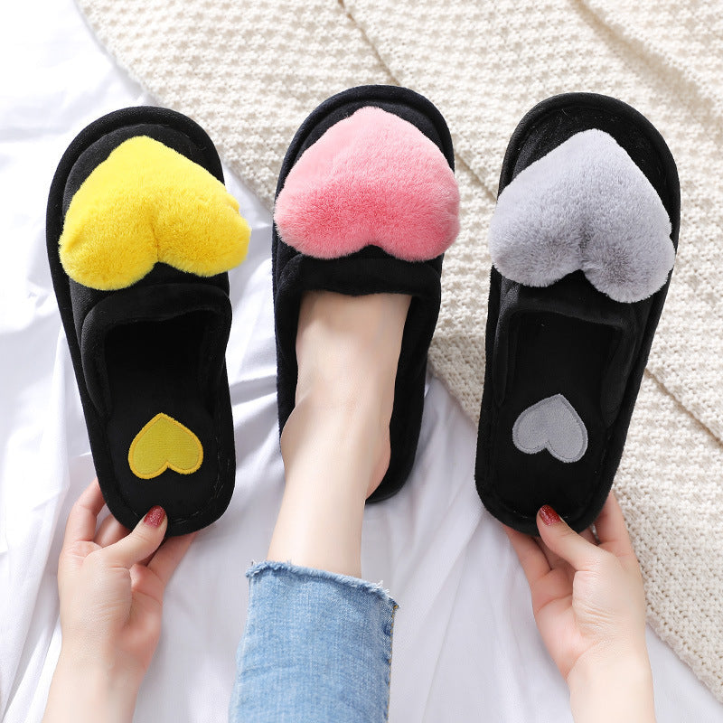 Cute Love Slipper Winter Warm Fluffy Shoes Home Slippers For Valentine's Day Overview: Unique design, stylish and beautiful. Good material, comfortable feet. A variety of colors, any choice. Specification: Cartoon love slippery home slippers Sole material