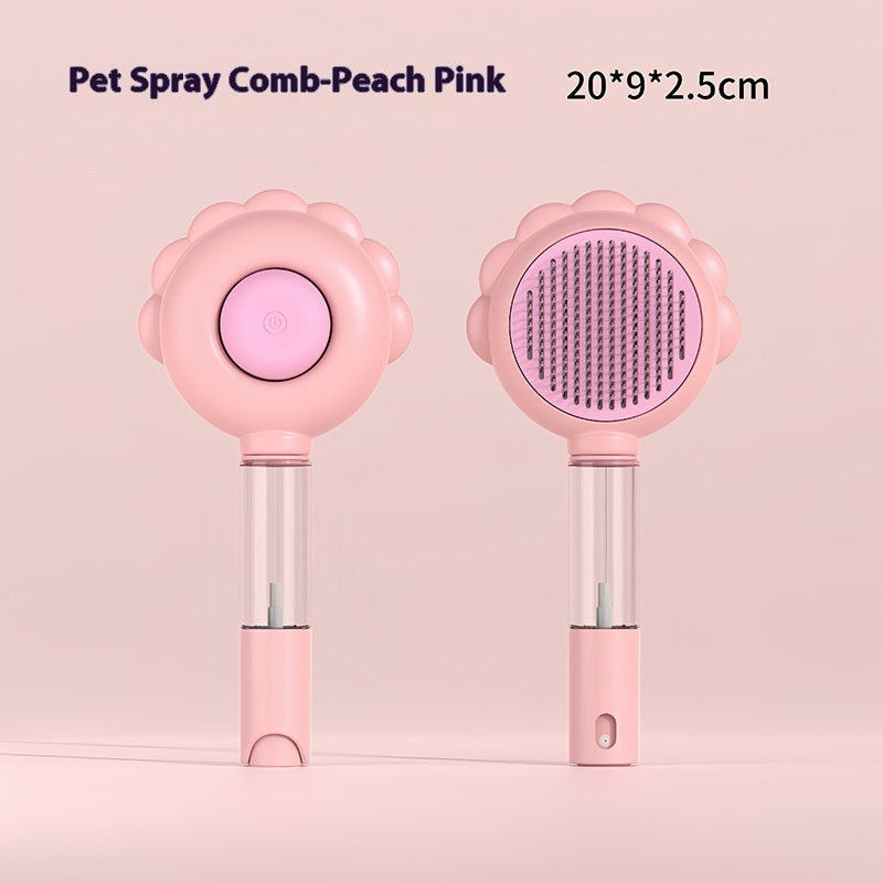 2 In 1 Self Cleaning Dog Brush Comb With Spray Pets Grooming Hair Remover Combs Brush Floating Hair Pet Grooming Brush Pet Products Overview: 1. Plastic+Metal+TPR Material: Composed of a plastic shell, metal comb teeth, and TPR-pointed protective points,