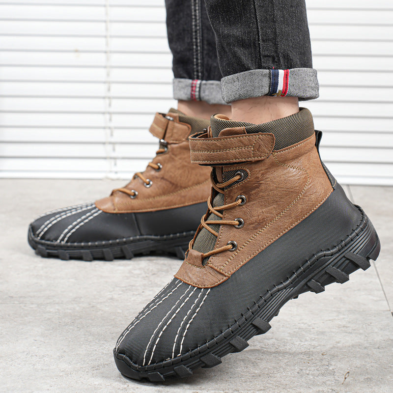 Winter Fleece Lace-up Snow Boots For Men Women Waterproof And Anti-slip Outdoor Work Boot Fashion Warm Mid-tube Cotton Shoes Men Overview: Unique design, stylish and beautiful. Good material, comfortable wear. A variety of colors, any choice. Product info