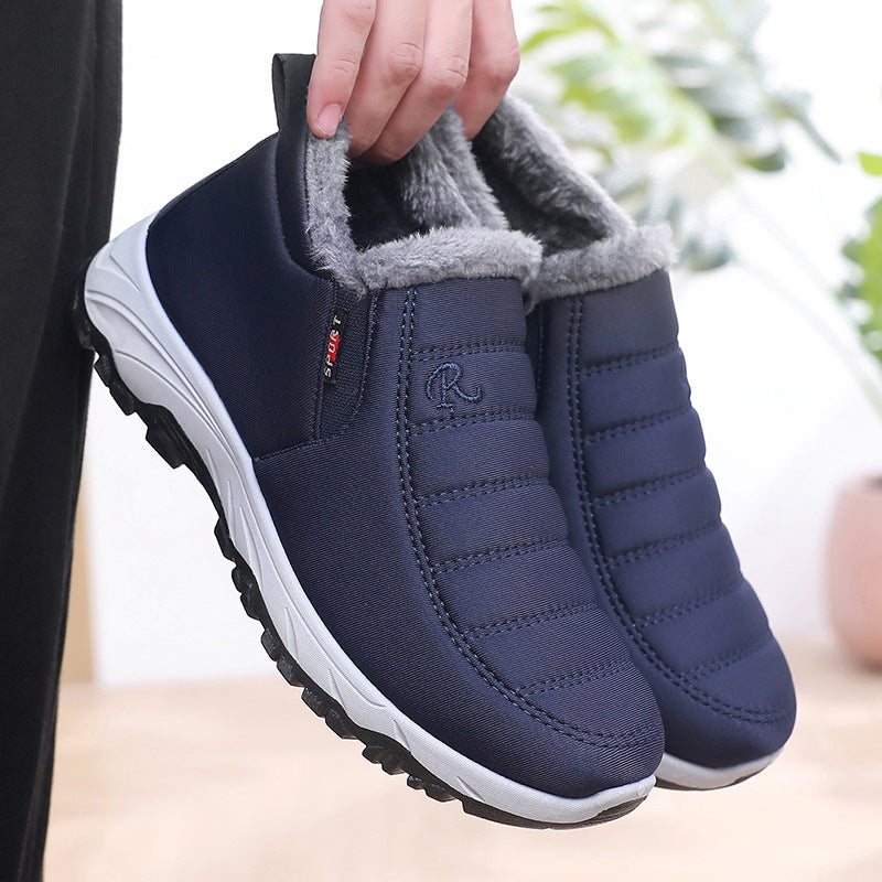 Fashion Thickened Warm Snow Boots Women Product information: Pattern: solid color Applicable sports: Universal Color: women's black, women's red, men's black, men's blue Size: female 36, female 37, female 38, female 39, female 40, female 41, male 39, male