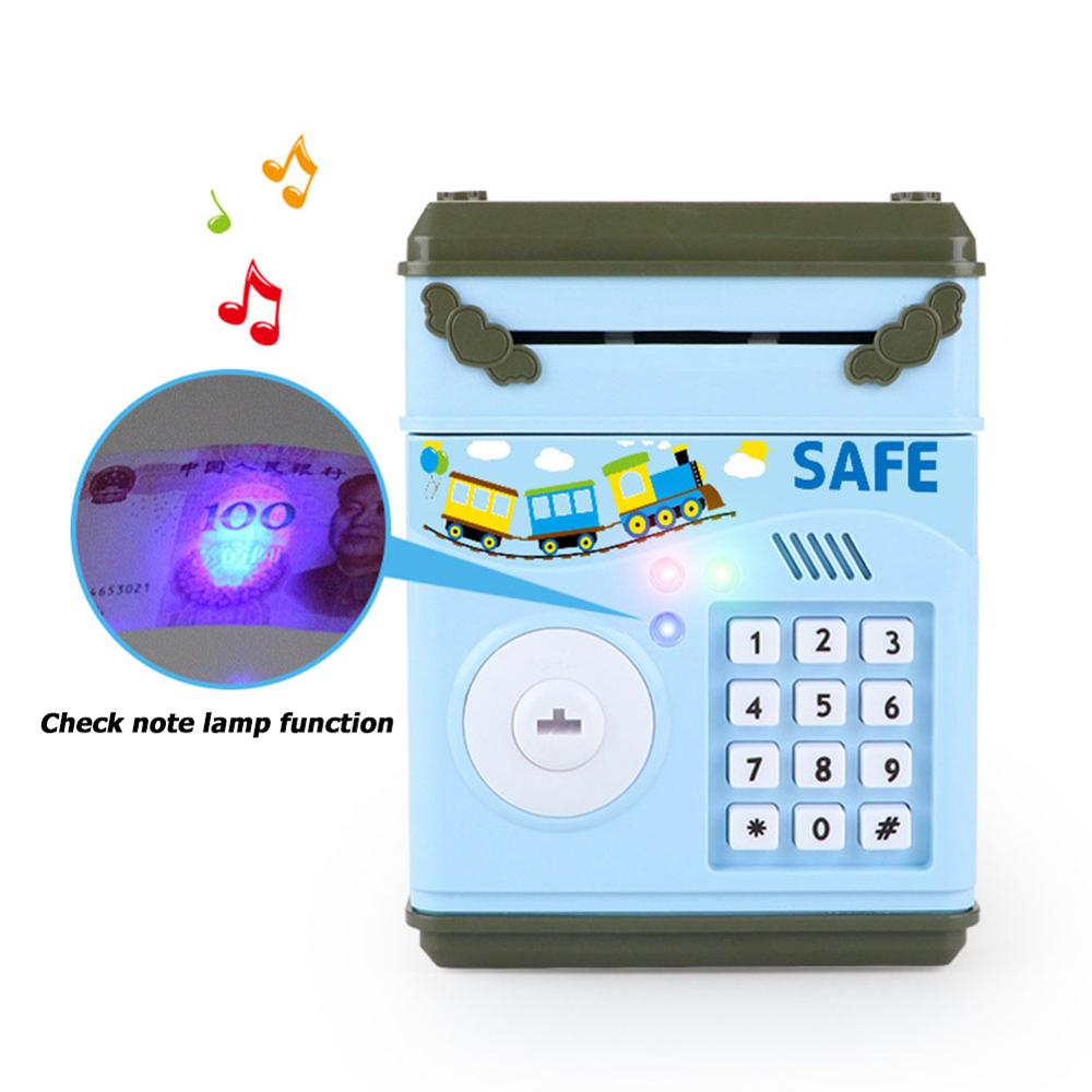 Electronic Piggy Bank ATM Mini Money Box Safety Password Chewing Coin Cash Deposit Machine Christmas Gift for Children Kids Electronic Piggy Bank ATM Password Cash Coins Money Saving Safe Box Automatic Deposit Banknote Toys Gift Specification: Material: N