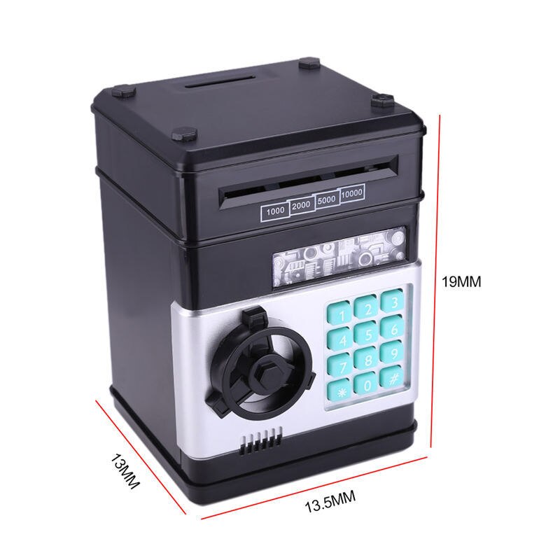 Electronic Piggy Bank ATM Mini Money Box Safety Password Chewing Coin Cash Deposit Machine Christmas Gift for Children Kids Electronic Piggy Bank ATM Password Cash Coins Money Saving Safe Box Automatic Deposit Banknote Toys Gift Specification: Material: N