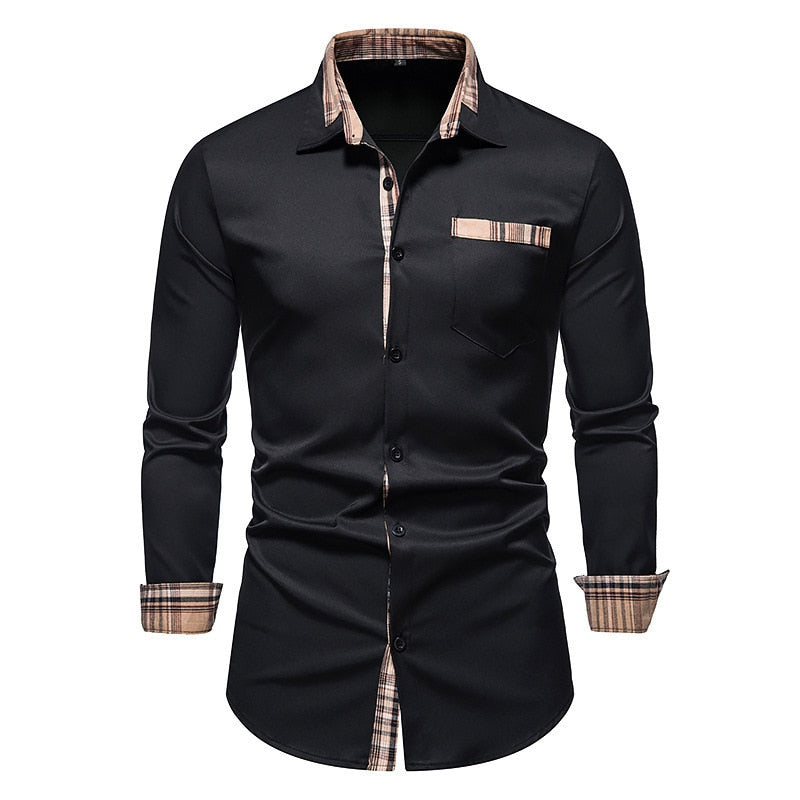 Plaid Patchwork Formal Shirts for Men The Plaid Patchwork Formal Shirts for Men are the perfect shirt for any man who wants to look his best. Made from a breathable fabric, these slim-fit shirts are perfect for any occasion, whether it be a casual gatheri