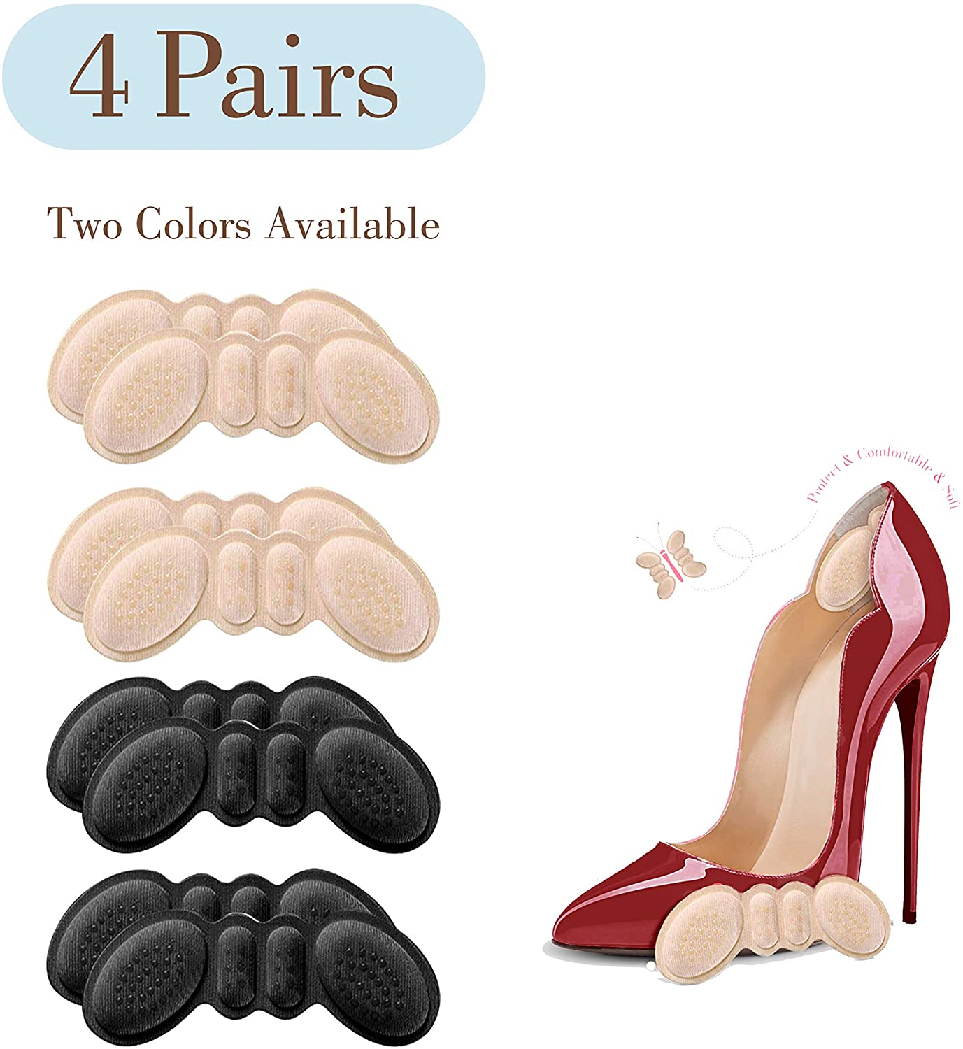 Heel Cushion Pads Introducing our Heel Cushion Inserts – the solution for shoe slippage and heel pain. With a soft gel design, self-adhesive backing, and comfortable fit, these inserts provide relief from discomfort, protect against blisters, and keep you
