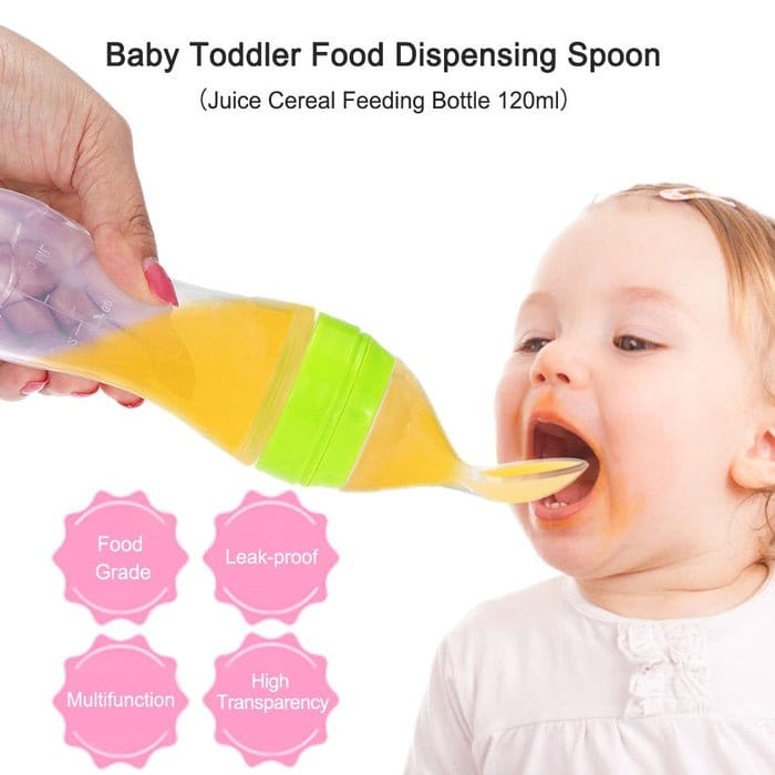 Silicone Feeding Bottle with Spoon Introducing our Silicone Feeding Bottle with Spoon – a game-changer for hassle-free feeding! This innovative bottle combines the convenience of a spoon and a feeding bottle, ensuring a mess-free and controlled feeding ex