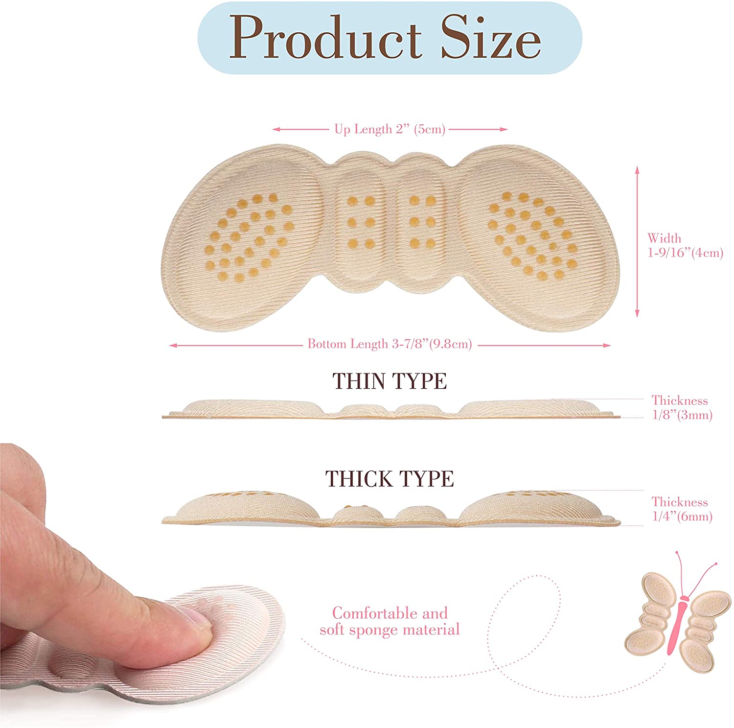 Heel Cushion Pads Introducing our Heel Cushion Inserts – the solution for shoe slippage and heel pain. With a soft gel design, self-adhesive backing, and comfortable fit, these inserts provide relief from discomfort, protect against blisters, and keep you