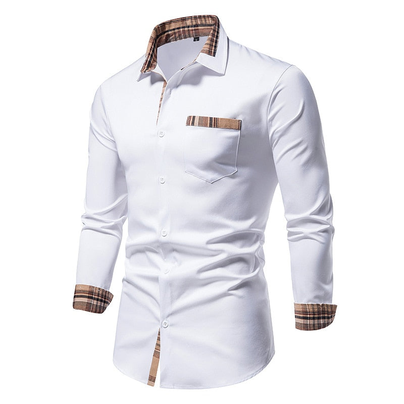 Plaid Patchwork Formal Shirts for Men The Plaid Patchwork Formal Shirts for Men are the perfect shirt for any man who wants to look his best. Made from a breathable fabric, these slim-fit shirts are perfect for any occasion, whether it be a casual gatheri