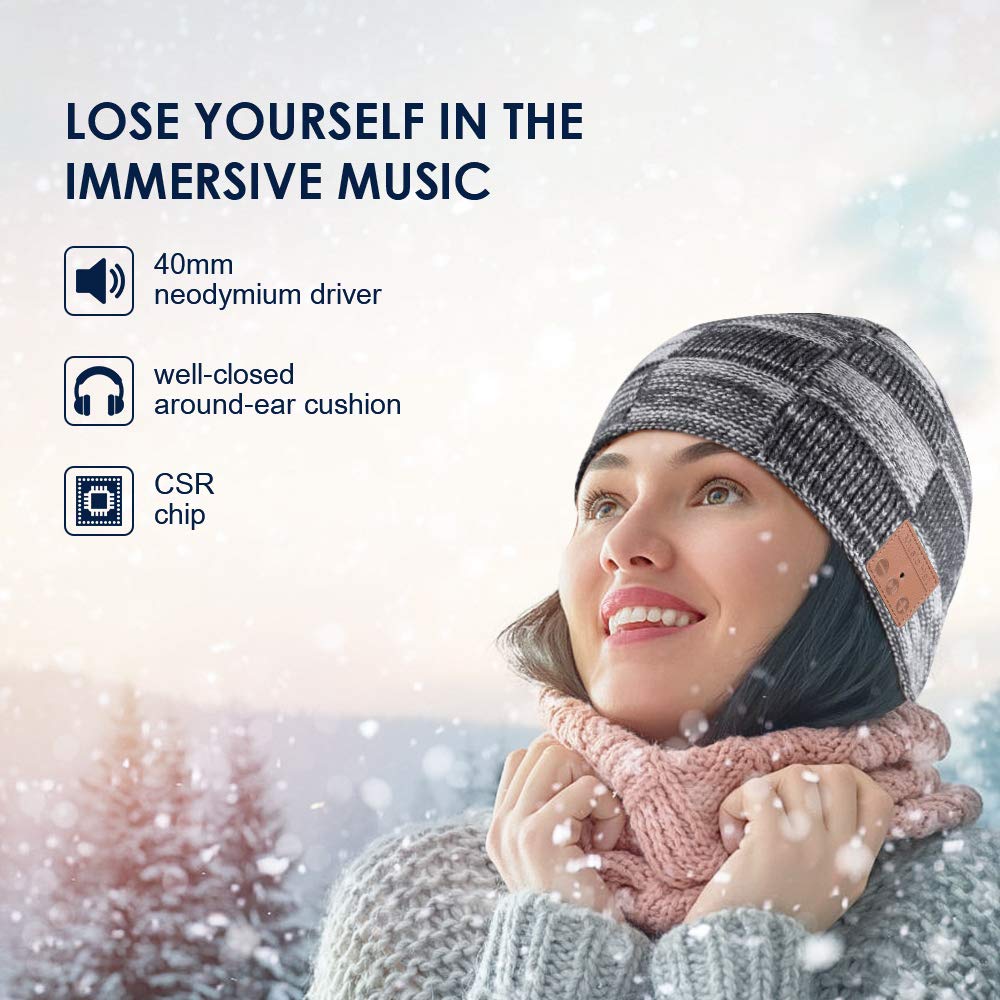 Bluetooth Beanie PERFECT MUSIC GIFTS FOR MEN/WOMEN: True HD high fidelity sound produces great sound quality, Bluetooth hats are perfect gifts for your families, friends, children, colleagues, neighbors, business partners on Christmas, Thanksgiving, New y