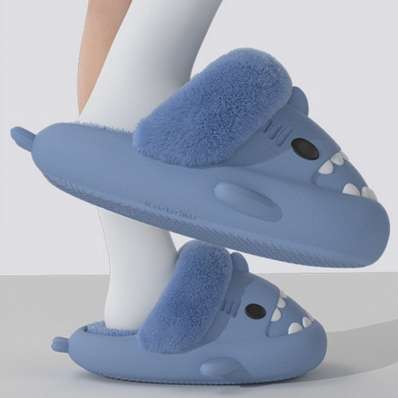 Non-Slip Furry Shark Slides Introducing the Non-Slip Furry Shark Slides – the perfect footwear for any occasion! These slippers are made from waterproof materials and boast non-slip soles, making them ideal for use both indoors and outdoors. Crafted with